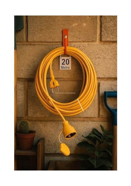 Seyyar Uzatma Kablosu, Erkek ve Dişi Fiş Kaplinli, Kapaklı Prizli, 3x2.5 Mm, Kalın Kablo, Bahçe, Şantiye, Atölye ve Dış Mekan Kullanımına Uygun, Güvenli Güç Bağlantı Kablosu (20 Metre) fiyatları