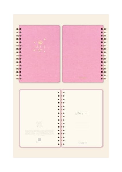 A5 Spiralli Sert Kapak Keten Noktalı Tarihsiz Not Defteri Şeker Pembe modelleri