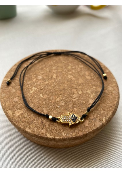 Siyah Renk Zirkon Taş Detaylı Çelik Xupıng VİP İp Bileklik