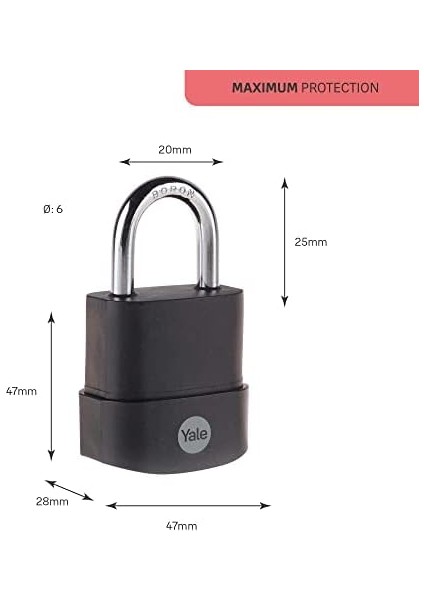 Y227B/45/122/1 - 45MM Protector Zor Hava Şartlarına Dayanıklı Asma Kilit - Maksimum Koruma -Boron Halka - Çift Kilitleme - 3 Anahtar modelleri