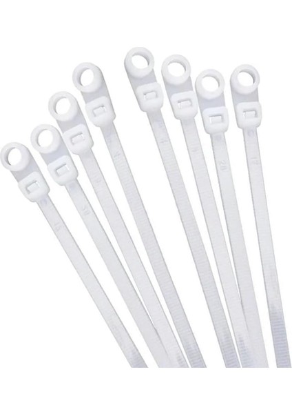 Delikli Kablo Bağı Plastik Kelepçe 100LÜ Paket Beyaz 3.6X150MM