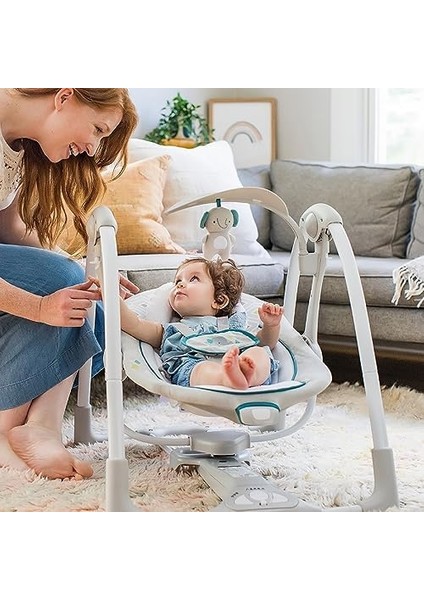 Convertme 2'si 1 Arada Kompakt Taşınabilir Bebek Salıncağı ve Bebek Koltuğu, Pille Çalışan Titreşimler, Otomatik Sallanma, Doğa Sesleri - Nash modelleri