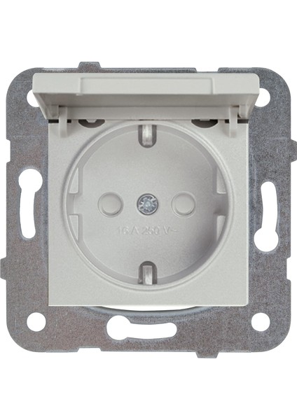 Novella Met Beyaz Kapakli Toprakli Priz Mekanizma +Düğme Kapak Çabuk Bağlanti Çarpma Karşıtı Çocuk Korumalı