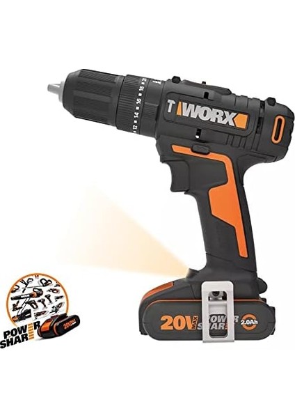 WX370 20VOLT/2AH. Li-Ion Çift Akülü Profesyonel Şarjlı Darbeli Matkap + 30 Parça Aksesuar Seti modelleri