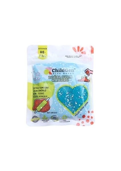 Oyun Hamuru - 4lü Glitter Set 4X125 gr Vakumlu Kartuş Paket - (Ecopack-Refill) modelleri