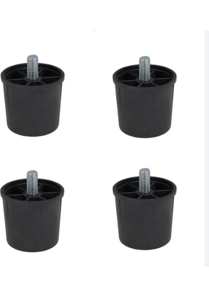 Kanepe Baza Koltuk Çekyat Yükseltme Ayağı Ince Diş M8 Siyah Sert Plastik 6 cm 4 Adet
