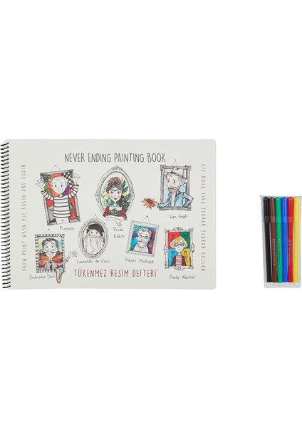 Çocuk Funny Mat Tükenmez Resim Defteri 4 25X35CM & 6'lı Keçeli Kalem