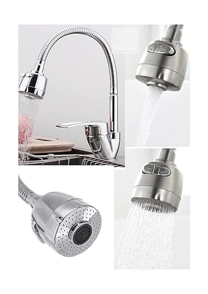 Home Spiral Başlı 2 Fonksiyonlu Hareketli Dönebilen Hortumlu Musluk Ucu Tasarruflu Oynar Başlıklı Krom modelleri