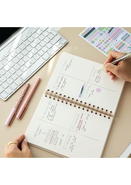 A5 Spiralli Sert Kapak Keten Noktalı Tarihsiz Not Defteri Mavi fiyatları