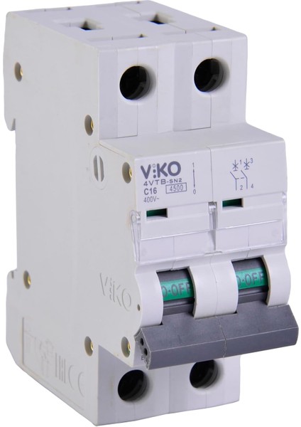 4VTB-2C16 Otomatik Sigorta 4,5ka C Tipi 2 Kutup 16A