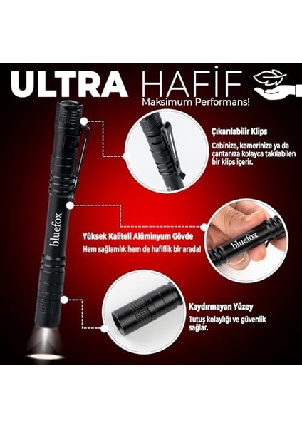 LED Mini El Feneri, 220 Lümen, Klipsli, Su Geçirmez, Kamp Yürüyüş Avcılık Için Taşınabilir Kalem Fener fiyatları