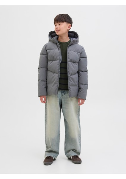 Jack Jones Jjglobal Puffer Jacket Jnr Çocuk Gri Mont 12283847-05 fiyatları