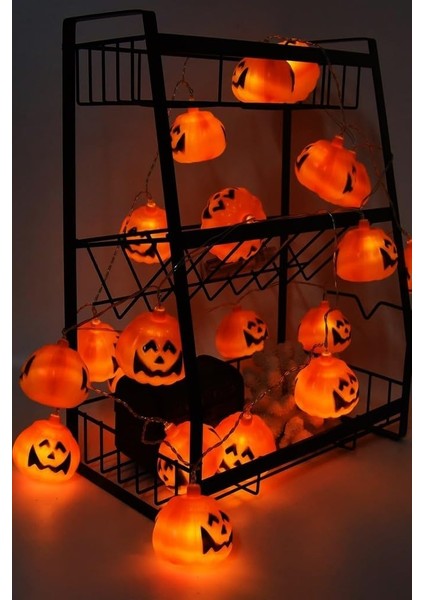 Cadılar Bayramı Halloween Pilli Balkabağı LED 12 Li