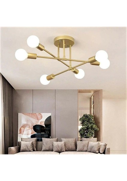 Avize Örümcek Çapraz Modern Spor Plofonyer Eskitme Salon - Mutfak - Yatak Odası 6 Lı Avize (Ampulsüz)