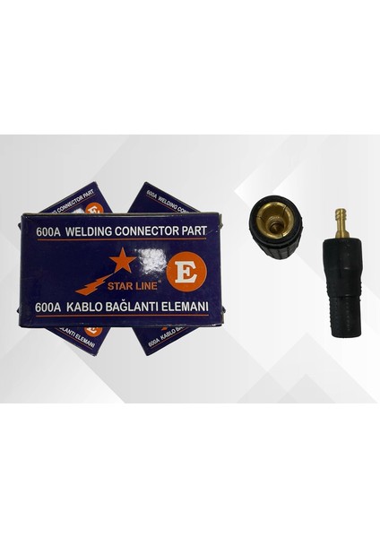 Lıne 600A Kaynak Kablosu Bağlantı Elemanı, Pirinç Uçlu, Siyah