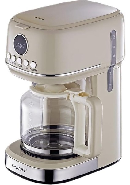 Gem Retro Filtre Kahve Makinesi - 900 W, 1,5 L Cam Demlik | Vanilya Krem