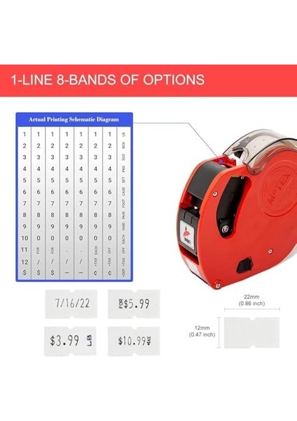 Motex MX-5500 Etiket Makinesi Fiyatlandırma Etiket Tabancası Yeni Sürüm 8 Hane (Kırmızı) modelleri