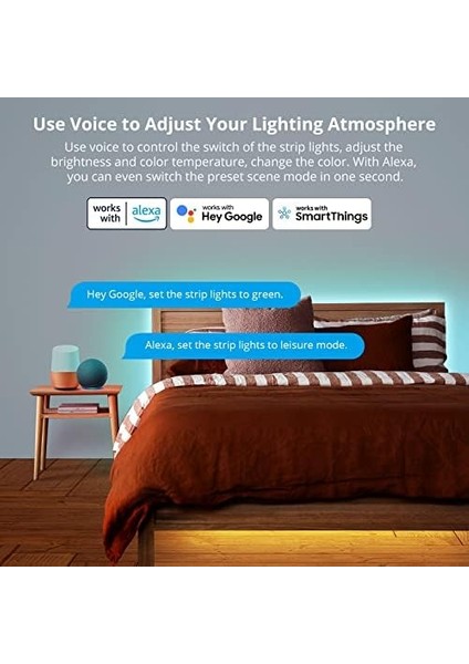 L3 Akıllı Wifi LED Şerit Işıklar, Yatak Odası, Oda Için Alexa LED Şerit Işıklar, 5 M Rgb 5050 Renk Değiştiren LED Işıklar, App/ses Kontrolü modelleri