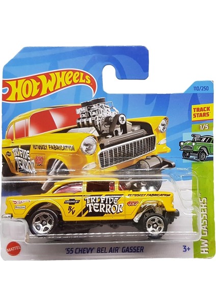 - ´55 Chevy Bel Air Gasser - Hw Gassers 1/5 - HKH61 - Short Card - Track Stars - Firestone - Gm - Mattel 2023 - 1:64
