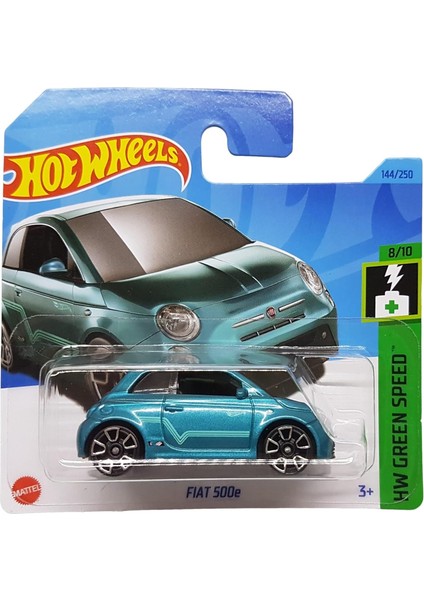 - Fıat 500E - Hw Green Speed 8/10 - HKH59 - Short Card - Turkuaz Metalik - Mattel 2023