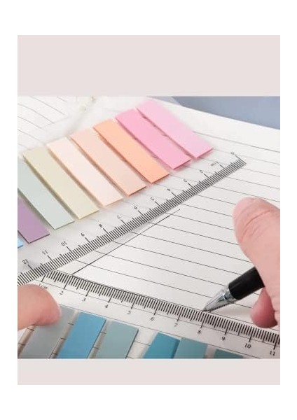Post It 10 Renkli 200 Yaprak Şeffaf Yapışkan Not Kağıtları Sticky Notes Etiket Not Defteri Kitap Ayracı Gökkuşağı Serisi (Gül Kokusu) modelleri