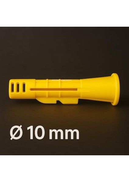 Performans Sarı Roket Dübel, Ağır Yük Taşıma Kapasiteli, Beton Tuğla Taş Yüzeyler Için, Dayanıklı Plastik Malzeme, Yüksek Mukmetli Tutuş Özellikli Montaj Dübeli (10 Mm, Adet, 50) fiyatları