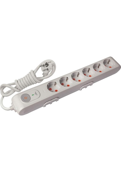 Akım ve Çocuk Korumalı Topraklı 6'lı (Altılı) Kablolu Grup Priz