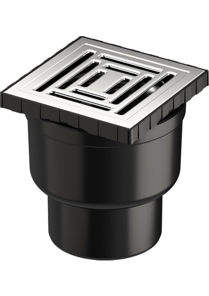 V-Flow Kare 5608283 Duş Kanalı, Alttan Çıkışlı, 10X10 Cm, Dk 800 Kapak, Parlak Krom