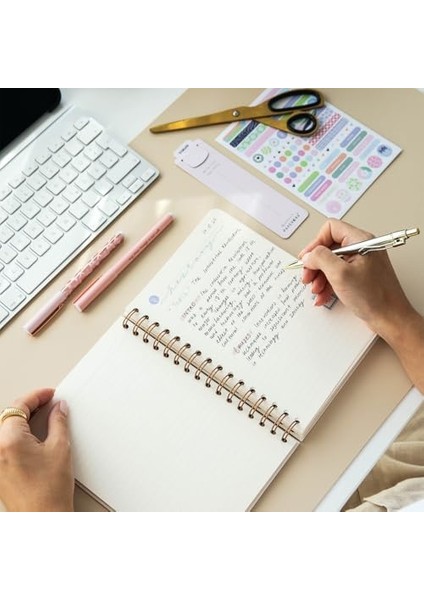 A5 Spiralli Sert Kapak Keten Çizgili Tarihsiz Not Defteri Şeker Pembe fiyatları