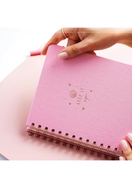 A5 Spiralli Sert Kapak Keten Çizgili Tarihsiz Not Defteri Şeker Pembe modelleri