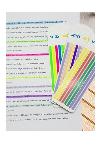 Post-It Sticky Notes Şeffaf Renkli Yapışkan Postit Not Kağıdı Etiketi Uzun Şeritler (Renk 5) modelleri