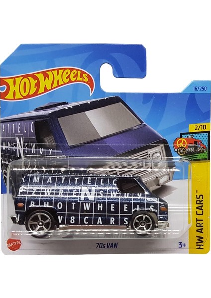 - 70S Van - Hw Art Cars 2/10 - HKK16 - Short Card - Metal Flake Navy Blue - Mattel 2023