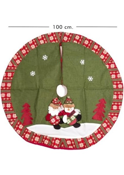 Yılbaşı Süsü Çam Örtüsü Noel Baba Kardan Adam Figürlü Yeşil 100 Cm. modelleri