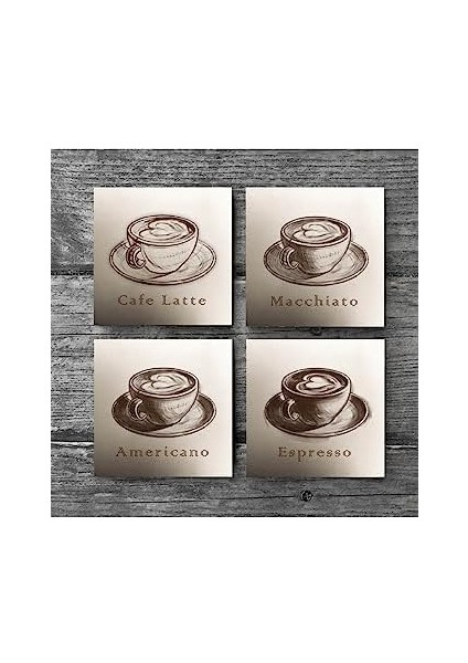 Kahve Taş Bardak Altlığı Seti - 4 Parça - Dekoratif, Rustik Mutfak Aksesuarı, 10X10 Cm, Kaydırmaz Tabanlı, Şık ve Dayanıklı SC102 fiyatları