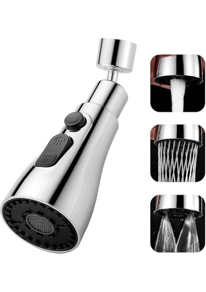 Üniversal 3 Fonksiyonlu Su Tasarruflu Mutfak Musluğu Başlığı 720 Derece Dönebilen Sıçrama Damlama Yapmayan Basınçlı Akrobat Lüx Musluk Adaptörü Musluk Bataryası Mutfak Armatürü fiyatları