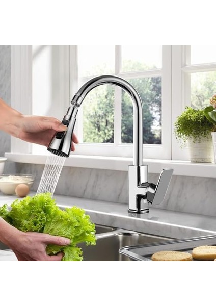 Üniversal 3 Fonksiyonlu Su Tasarruflu Mutfak Musluğu Başlığı 720 Derece Dönebilen Sıçrama Damlama Yapmayan Basınçlı Akrobat Lüx Musluk Adaptörü Musluk Bataryası Mutfak Armatürü modelleri