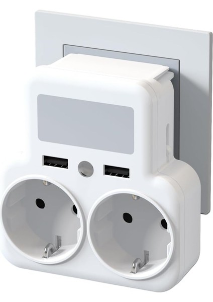 Simple Is Beauty WL09 Akıllı Çoklu Duvar Prizi, 2 Ac + 2 USB Çıkışlı, Telefon Tutuculu,smart Gece Lambalı, 4000W Güç Kapasiteli, Eu Standart, Priz Üstü Şarj Standı, 750°C'YE Kadar Yangına Dayanıklı Malzeme, Beyaz