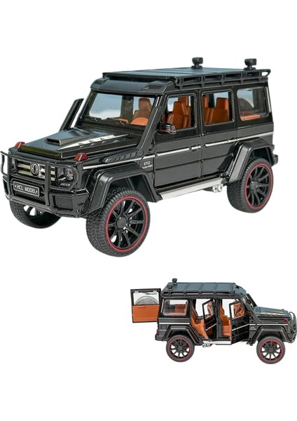 G Seri Arazi Aracı Die Cast Model Kutulu Buhar Atan Çek Bırak Full Fonksiyon Kapıları Açılan 1:22 Ölçek Model Araba Kutulu Koleksiyonluk Ürün (Siyah)