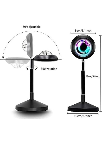 Kumandalı Gün Batımı Projektörü Rgb 16 Renk Ufo Projeksiyon USB Masa Lambası fiyatları