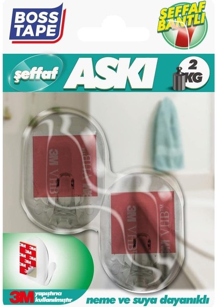 Tape 3m Şeffaf Yapışkanlı Ikili Küçük Boy Askı