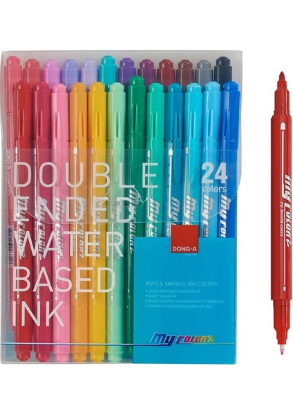 My Color Çift Taraflı Fırça Uçlu Keçeli Kalem 24 Renk
