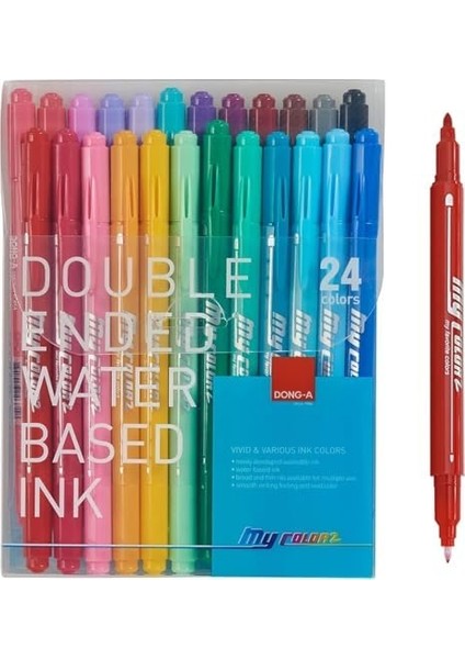 My Color Çift Taraflı Fırça Uçlu Keçeli Kalem 24 Renk modelleri