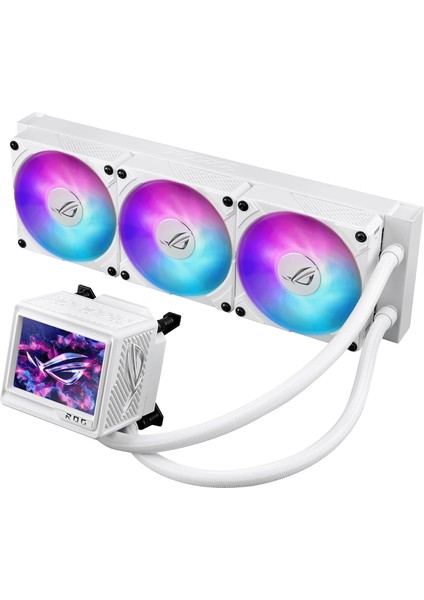 Rog Ryujın Iıı 360 Argb Extreme Whıte Sıvı Soğutucu Asetek Emma Gen8 V2 Pompa Yüksek Hava Akışı ve Statik Basınç Için Manyetik Argb Fanlar 3.5ınc LCD Donanım Takibi ve Özel Gıfler