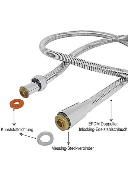 Bagno Paslanmaz Çelik Duş Hortumu, Bükülmeye Karşı Korumalı ve Çift Kilitli, Standart Krom Bağlantılı Duş Hortumu, 1,5 M fiyatları