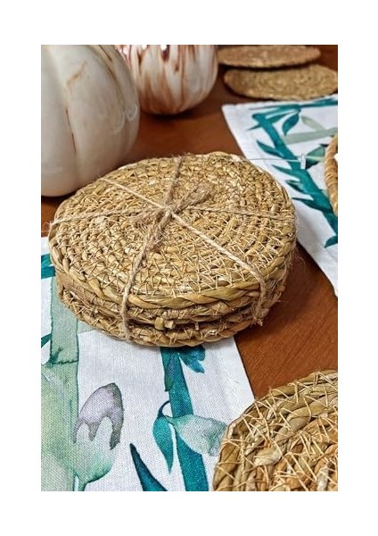 6 Adet El Yapımı Yuvarlak Hasır Bardak Altlığı - Fincan, Çay ve Kupa Altlığı - 10CM fiyatları