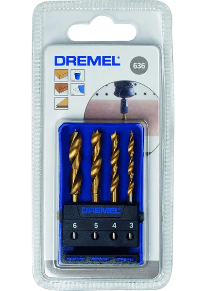 636 Titanyum Kaplama Ahşap Delici Uç Seti, 4'lü