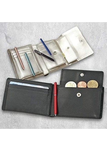 Drehkugelschreiber Mini Cüzdan Black, Metal Klips ve D1-Standardmine modelleri