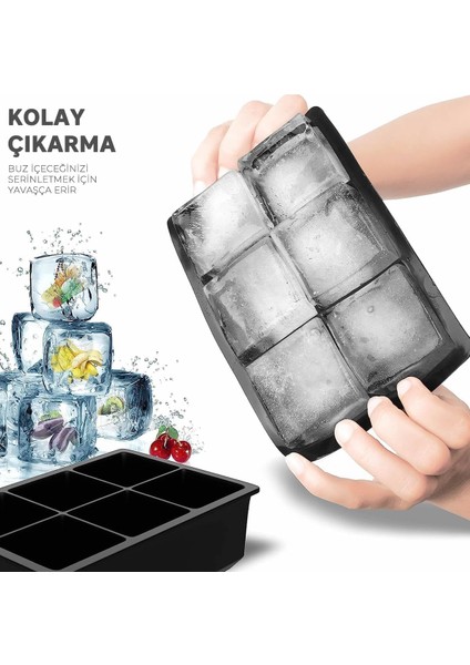 Kalıbı Kare Çok Amaçlı Buz Küpü Kalıbı | | Kare Buz Küpü Kasesi 6 Bölmeli | Kolay Serbest Bırakma Kahve Ev Yapımı Dondurucu Için Buz Kalıpları Xxl (1 Adet)