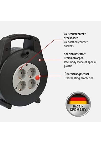 Vario Line Serisi IP20 Lisanslı 4 Soketli 15 Metre Makaralı Kablo, Siyah, 1 Adet fiyatları