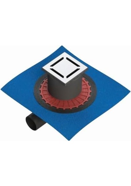 V-Flow Kare 5607266 Yalıtımlı Duş Kanalı, Yandan Çıkışlı, 10X10 Cm, Dk 100 Kapak, Mat Krom